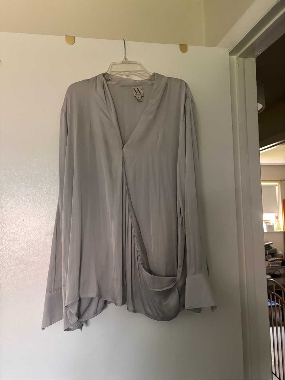 W by Worth Light Gray Drape-Style Blouse Jacket